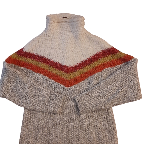 Free People Womens XS Turn Around Color Block Chunky Turtleneck Sweater - Picture 2 of 3